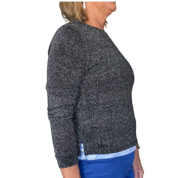 BLACK METALLIC CROP SWEATER - Picture 1 of 5